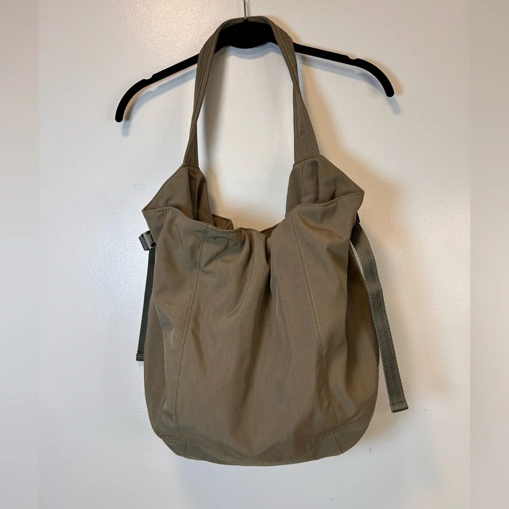 Zara‎ Hobo Olive Canvas Shoulder Bag adjustable side straps magnetic closure